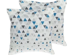 Conjunto De 2 Almofadas Decorativas 45 X 45 Cm Azul E Cinzento Cleome