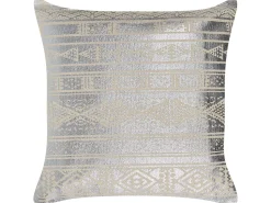 Conjunto De 2 Almofadas De Algodao Com Padrao Geometrico 50 X 50 Cm Prateado Oujda