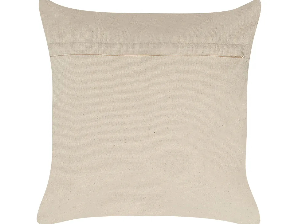 Conjunto De 2 Almofadas De Algodao Com Padrao Geometrico 50 X 50 Cm Prateado Oujda