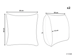 Conjunto De 2 Almofadas De Algodao Com Padrao Geometrico 50 X 50 Cm Prateado Oujda