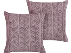 Conjunto De 2 Almofadas Decorativas Em Veludo Rosa 45 X 45 Cm Silybum
