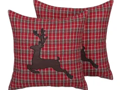 Conjunto De 2 Almofadas Decorativas Vermelhas 45 X 45 Cm Comet