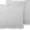 Conjunto De 2 Almofadas Decorativas Em Pele Sintetica 45 X 45 Cm Creme Claro Daisy