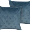 Conjunto De 2 Almofadas Decorativas Em Veludo Azul Escuro 45 X 45 Cm Seseli