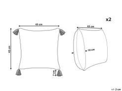 Conjunto De 2 Almofadas Decorativas Com Padrao Geometrico Em Algodao Castanho Claro E Branco 45 X 45 Cm Malus