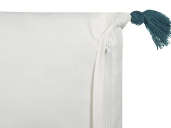 Conjunto De 2 Almofadas Decorativas Com Padrao Floral Em Algodao Branco E Azul 45 X 45 Cm Rumex