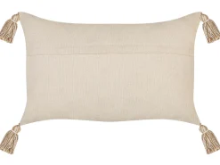 Conjunto De 2 Almofadas Decorativas Em Algodao Creme Com Padrao Geometrico 30 X 50 Cm Incana