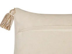 Conjunto De 2 Almofadas Decorativas Em Algodao Creme Com Padrao Geometrico 30 X 50 Cm Incana