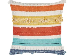 Conjunto De 2 Almofadas Decorativas Em Algodao Multicolor As Riscas 45 X 45 Cm Dicliptera