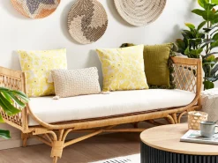 Conjunto De 2 Almofadas Decorativas Em Veludo Creme E Amarelo 45 X 45 Cm Triteleia