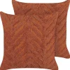 Conjunto De 2 Almofadas Decorativas Tufadas Em Algodao Laranja 45 X 45 Cm Lewisia