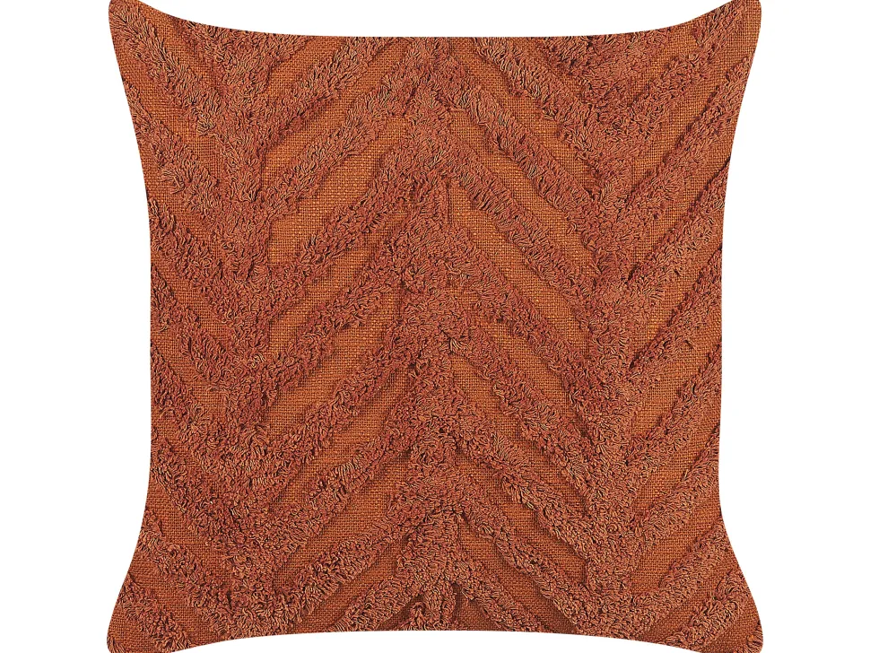 Conjunto De 2 Almofadas Decorativas Tufadas Em Algodao Laranja 45 X 45 Cm Lewisia