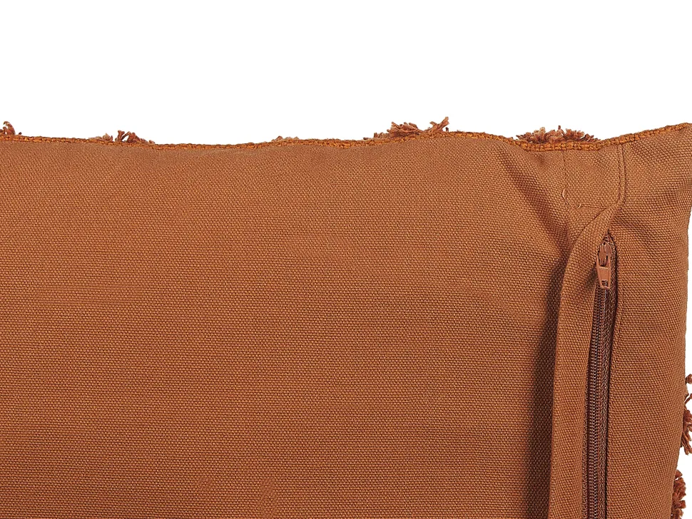 Conjunto De 2 Almofadas Decorativas Tufadas Em Algodao Laranja 45 X 45 Cm Lewisia