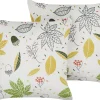 Conjunto De 2 Almofadas Decorativas Em Veludo Branco Com Padrao De Folha 45 X 45 Cm Mullein