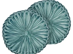 Conjunto De 2 Almofadas Decorativas Em Veludo Azul Esverdeado 40 Cm Udala