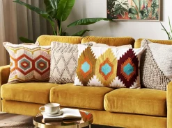 Conjunto De 2 Almofadas Decorativas Bordadas Em Algodao Multicolor 40 X 60 Cm Majra
