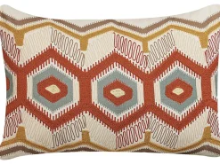 Conjunto De 2 Almofadas Decorativas Bordadas Em Algodao Multicolor 40 X 60 Cm Majra