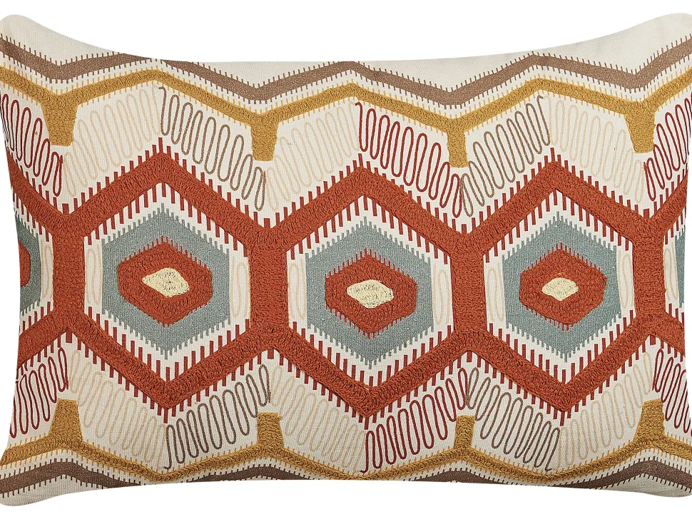 Conjunto De 2 Almofadas Decorativas Bordadas Em Algodao Multicolor 40 X 60 Cm Majra