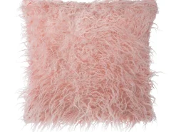 Conjunto De 2 Almofadas Decorativas Em Pele Sintetica 45 X 45 Cm Rosa Daisy