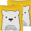 Conjunto De 2 Almofadas Decorativas Amarelas Com Estampa De Urso 45 X 45 Cm Waranasi