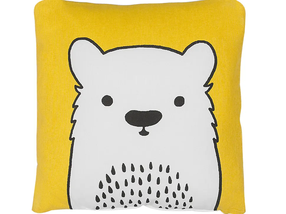 Conjunto De 2 Almofadas Decorativas Amarelas Com Estampa De Urso 45 X 45 Cm Waranasi