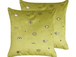 Conjunto De 2 Almofadas Decorativas Veludo Verde 45 X 45 Cm Aeonium