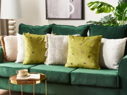 Conjunto De 2 Almofadas Decorativas Veludo Verde 45 X 45 Cm Aeonium