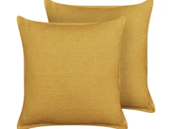 Conjunto De 2 Almofadas Decorativas Amarelas 45 X 45 Cm Sagina