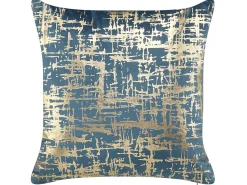 Conjunto De 2 Almofadas Decorativas Azul E Dourado 45 X 45 Cm Gardenia
