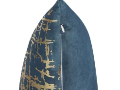 Conjunto De 2 Almofadas Decorativas Azul E Dourado 45 X 45 Cm Gardenia