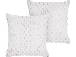 Conjunto De 2 Almofadas Decorativas Branco 43 X 43 Cm Purslane