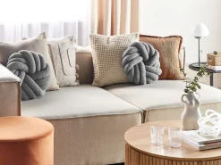 Conjunto De 2 Almofadas Decorativas Com No Em Tecido Boucle Cinzento 31 X 31 Cm Akola