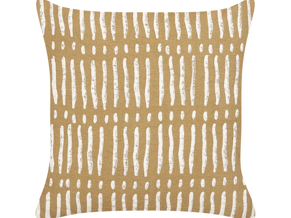 Conjunto De 2 Almofadas Decorativas As Riscas Em Algodao Creme E Branco 45 X 45 Cm Salix