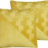 Conjunto De 2 Almofadas Decorativas Em Veludo Amarelo 45 X 45 Cm Origanum