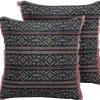 Conjunto De 2 Almofadas Decorativas Com Padrao De Flor Em Veludo Multicolor 45 X 45 Cm Ruta
