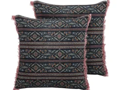 Conjunto De 2 Almofadas Decorativas Com Padrao De Flor Em Veludo Multicolor 45 X 45 Cm Ruta
