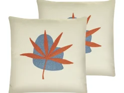 Conjunto De 2 Almofadas Decorativas Bordadas Vermelhas 45 X 45 Cm Davallia