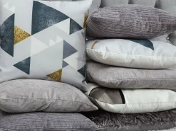 Conjunto De 2 Almofadas Decorativas Padrao Geometrico 45 X 45 Cm Cinzento Wedelia