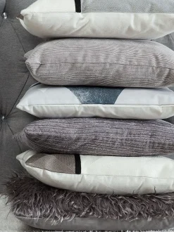 Conjunto De 2 Almofadas Decorativas Padrao Geometrico 45 X 45 Cm Cinzento Wedelia