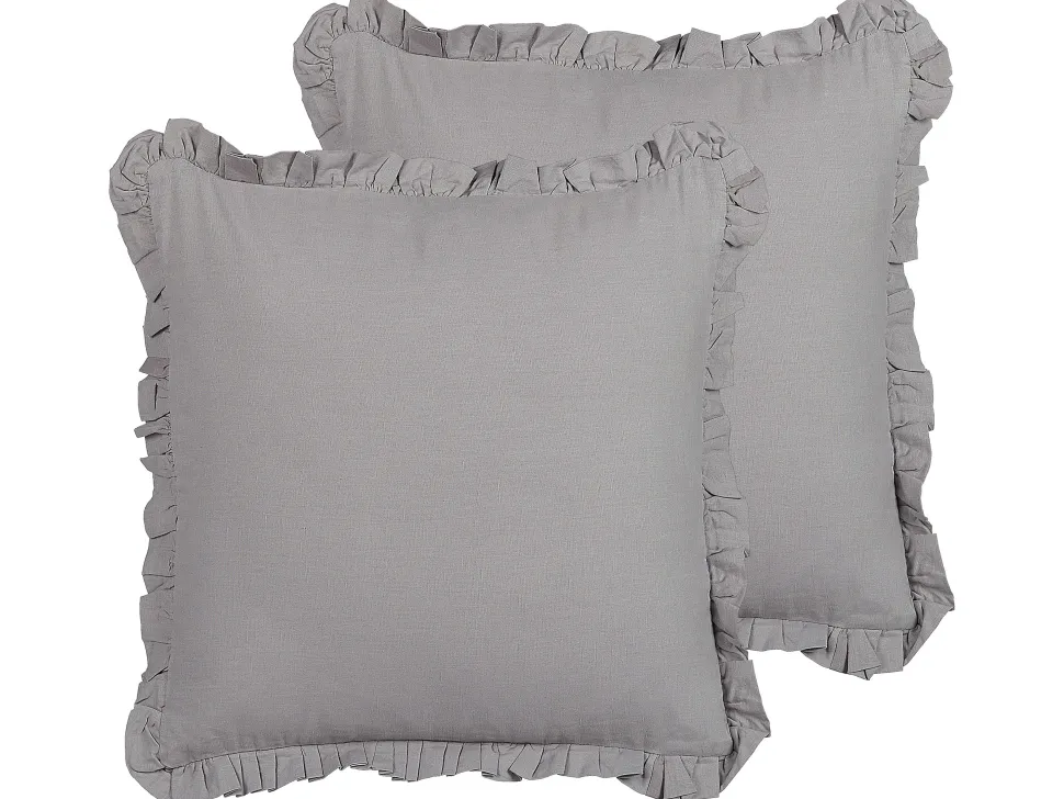 Conjunto De 2 Almofadas Decorativas Cinzentas 45 X 45 Cm Glabra