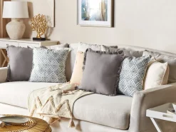 Conjunto De 2 Almofadas Decorativas Cinzentas 45 X 45 Cm Glabra