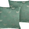 Conjunto De 2 Almofadas Decorativas Em Veludo Verde Esmeralda 45 X 45 Cm Yuzuri