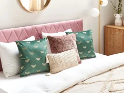 Conjunto De 2 Almofadas Decorativas Em Veludo Verde Esmeralda 45 X 45 Cm Yuzuri