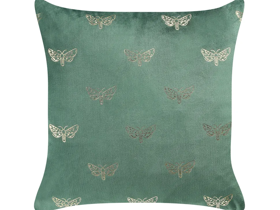 Conjunto De 2 Almofadas Decorativas Em Veludo Verde Esmeralda 45 X 45 Cm Yuzuri