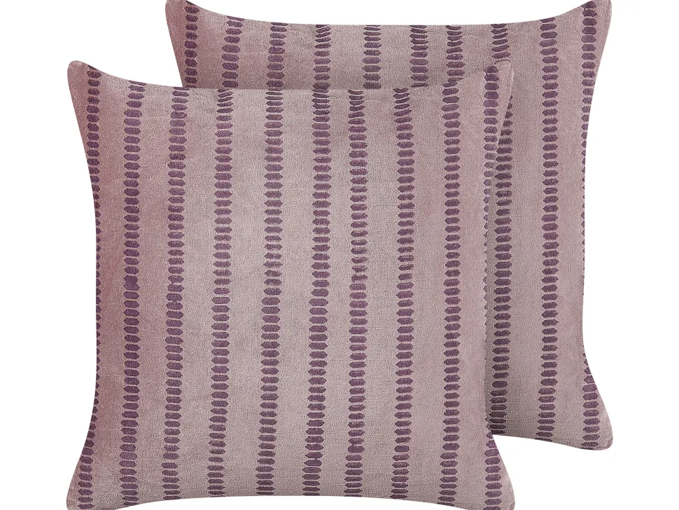 Conjunto De 2 Almofadas Decorativas Em Veludo Rosa 45 X 45 Cm Agapanthus