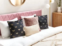 Conjunto De 2 Almofadas Decorativas Em Veludo Preto 45 X 45 Cm Yuzuri