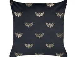 Conjunto De 2 Almofadas Decorativas Em Veludo Preto 45 X 45 Cm Yuzuri