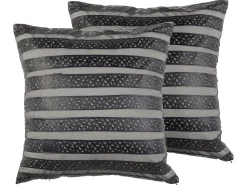 Conjunto De 2 Almofadas Decorativas De Pele Sintetica 45 X 45 Cm Preta Lunaria