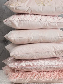 Conjunto De 2 Almofadas Decorativas De Veludo 45 X 45 Cm Rosa Hosta