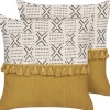 Conjunto De 2 Almofadas Decorativas Branco Creme E Amarelo Mostarda 45 X 45 Cm Woodi